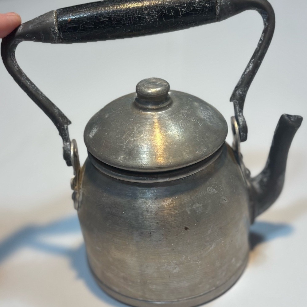 Creative Playthings Italy vintage aluminum stovetop kettle tea handle